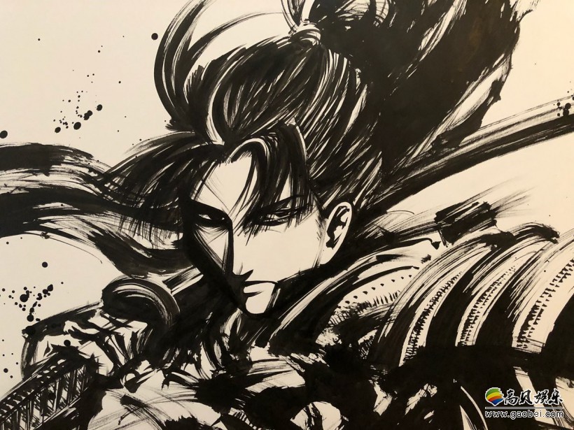 日本墨绘师绘制动漫角色水墨画视觉效果相当震撼：黑与白构筑惊人杀气
