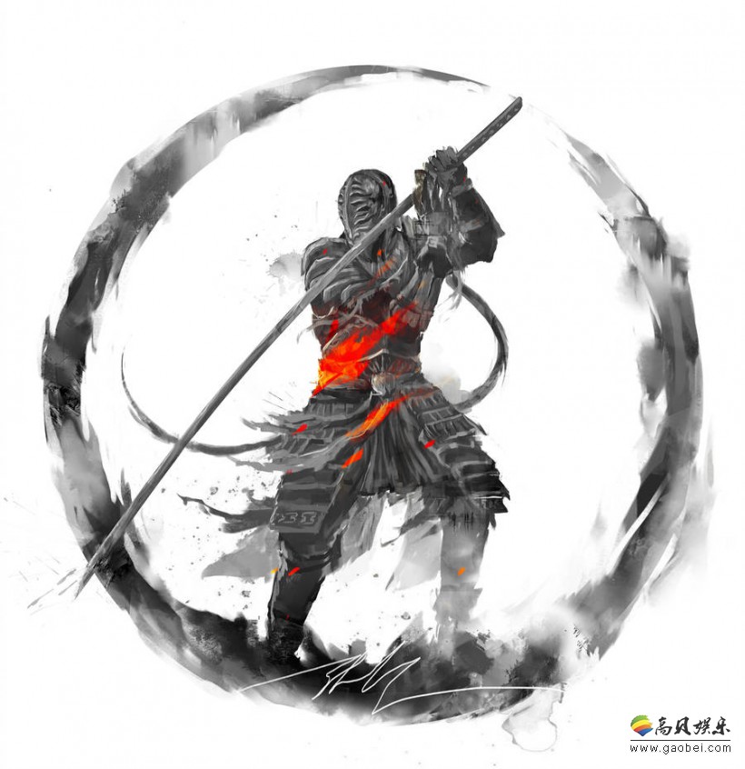 大触画师将《黑暗之魂》游戏人物与水墨画风相结合:产生一种独特的美