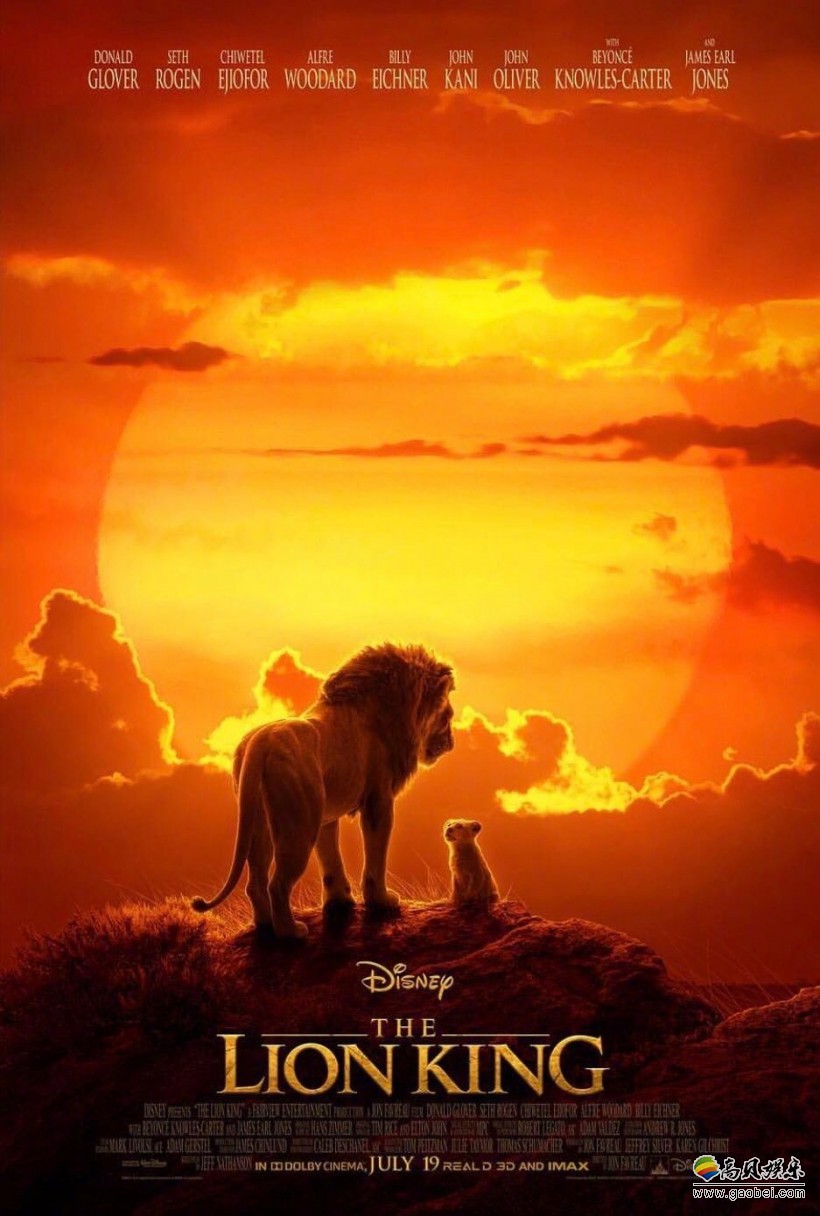 迪士尼经典动画改编真人版(cg)电影《狮子王》公开了最新的海报和预告