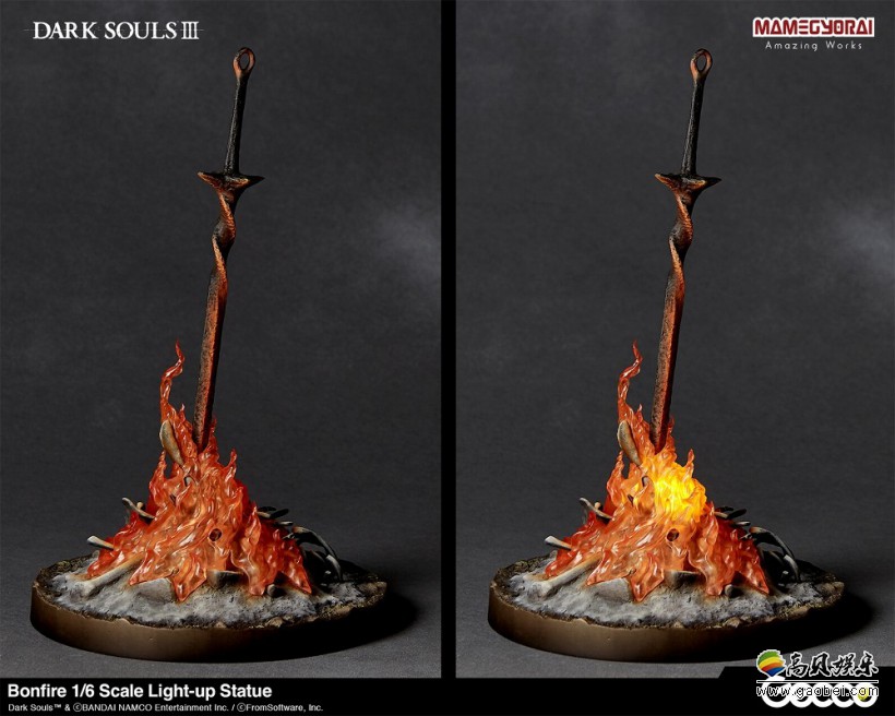 《黑暗之魂》1/6篝火雕像:篝火可以点亮插在火中的螺旋剑可以取下