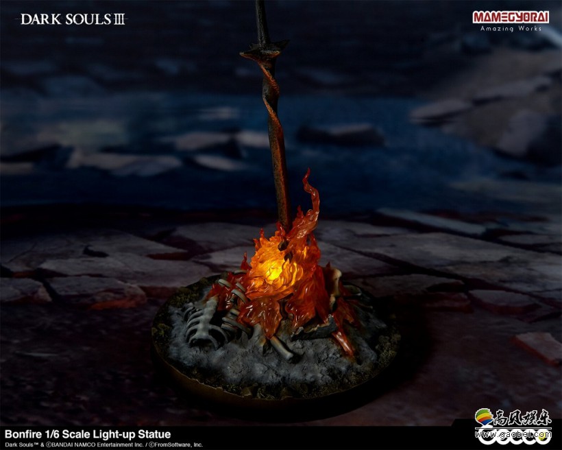 《黑暗之魂》1/6篝火雕像:篝火可以点亮插在火中的螺旋剑可以取下