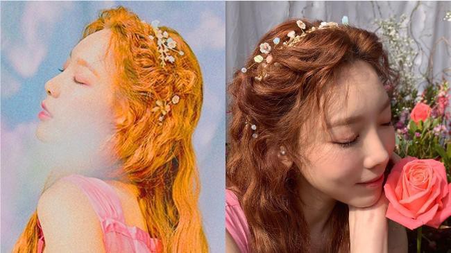 太妍於上传自己与玫瑰花合照，并用英文留言「你好，三月」充满春天气息