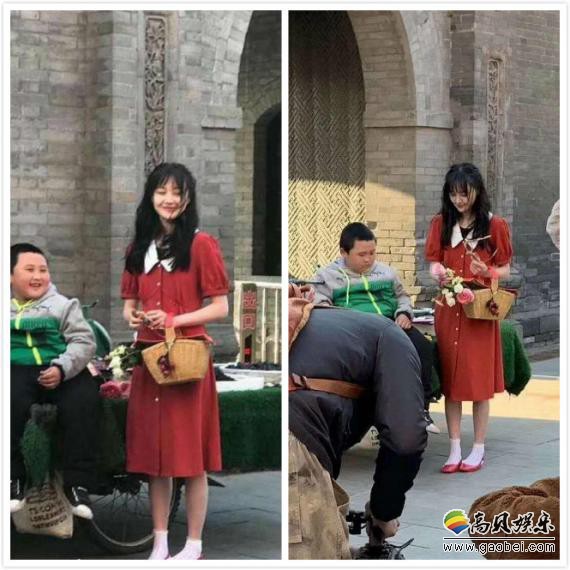 郑爽路透生图曝光，小爽身穿复古红裙，虽然画质不佳，仍能看出颜值能打